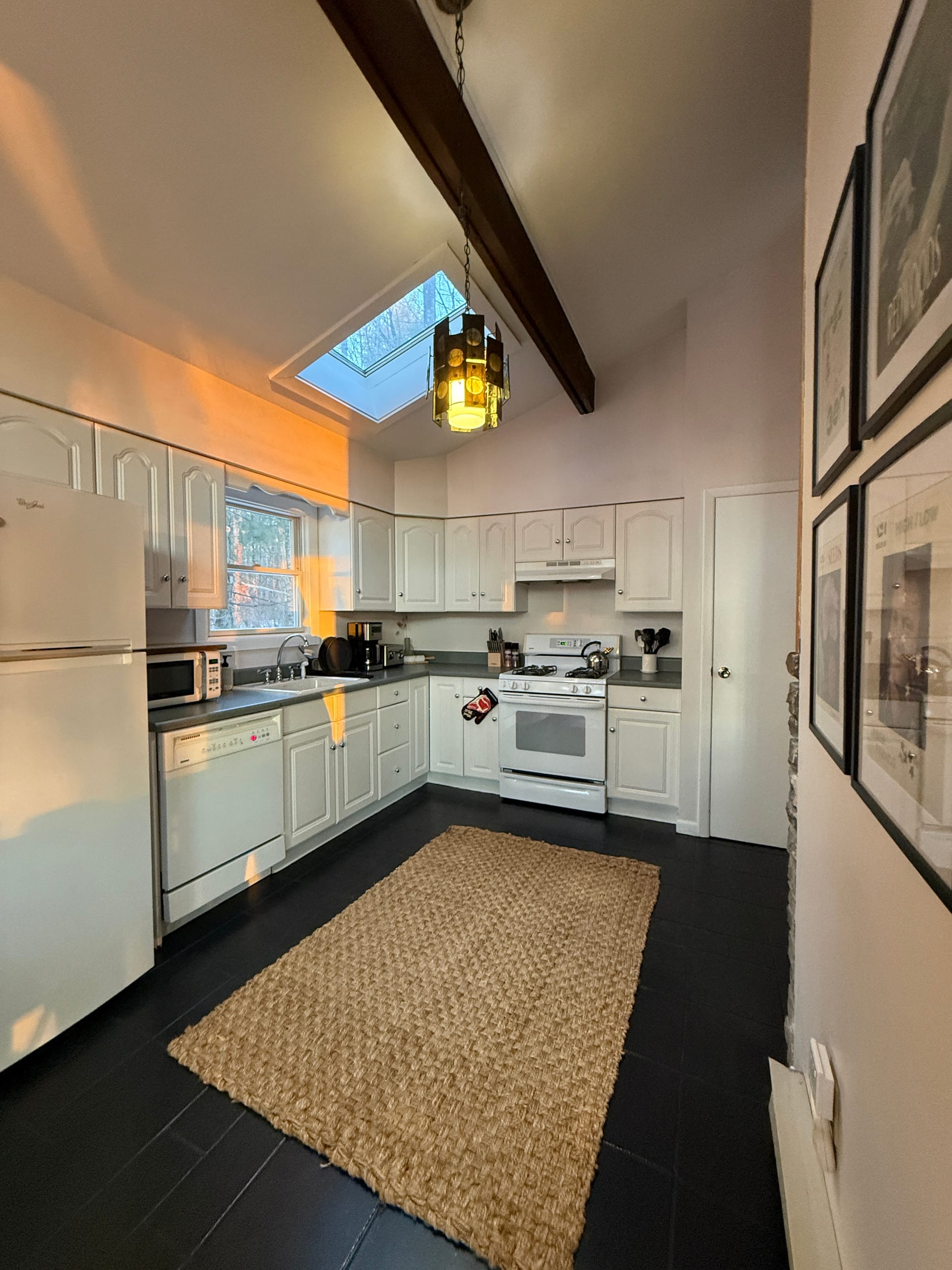 Galley kitchen with skylight