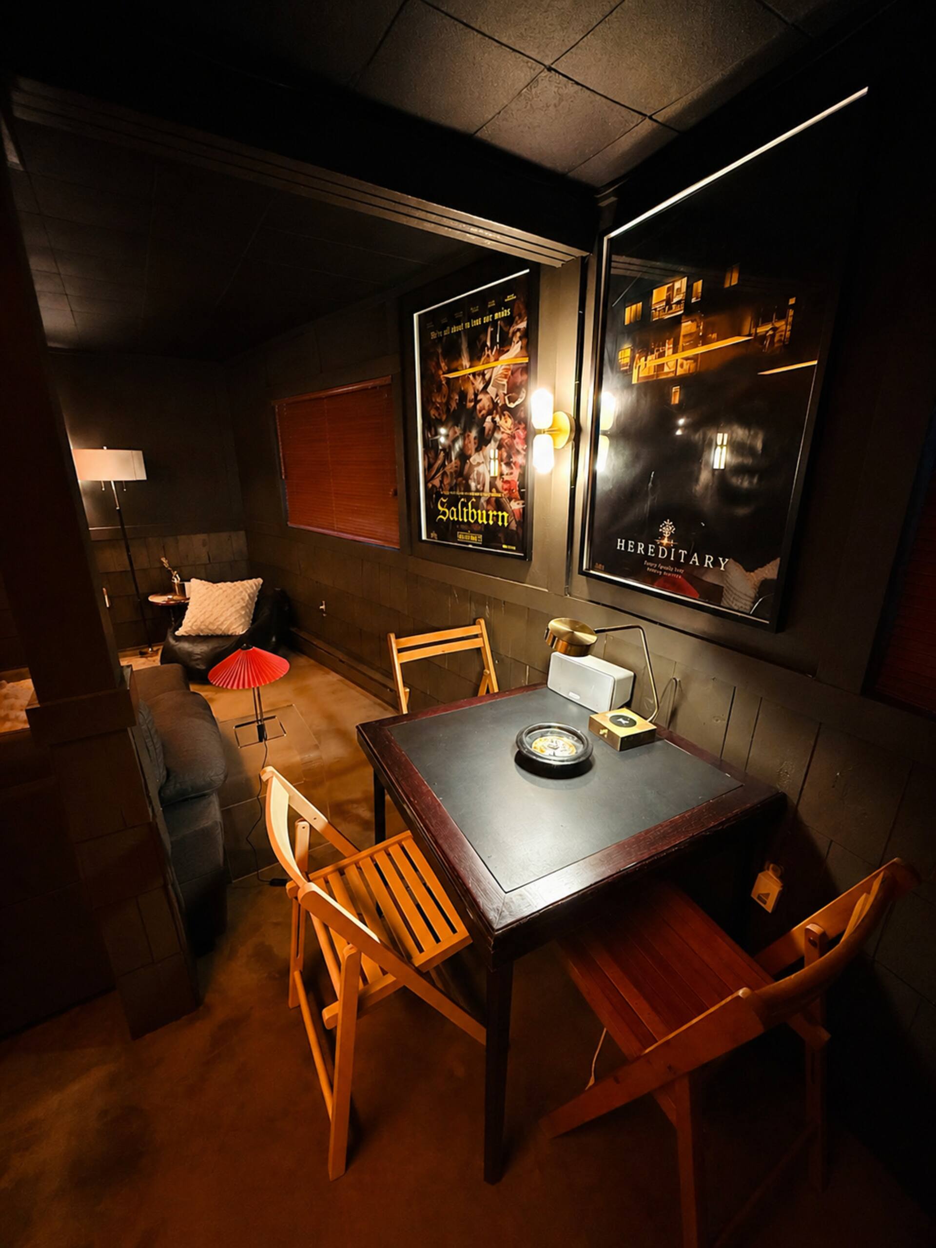 Secret bar corner in the basement cinema